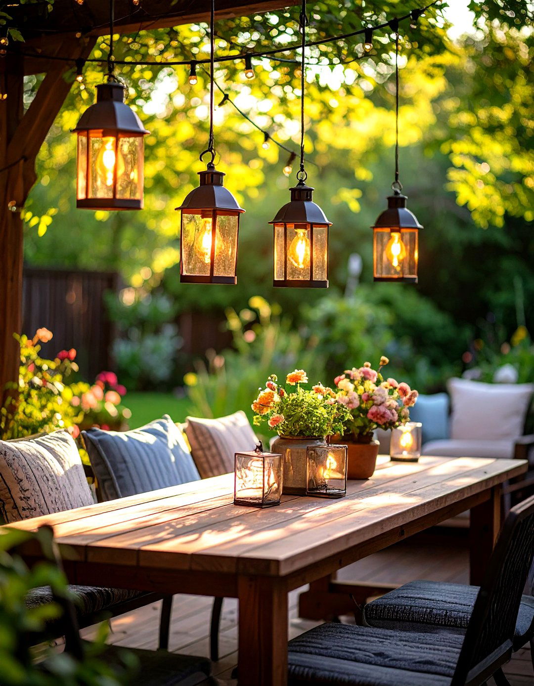 Lantern Style Hanging Deck Lighting Adds Rustic Charm - 20 Deck Lighting Ideas