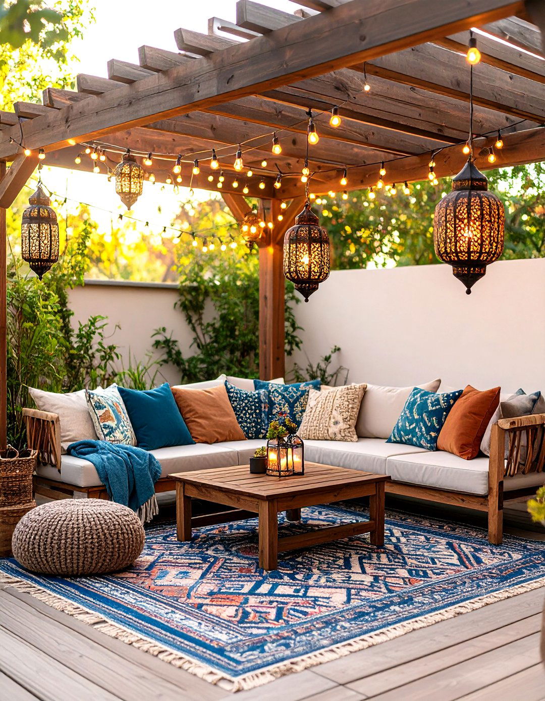 Lantern and String Light Cluster for a Boho House Exterior - 20 Boho House Exterior Ideas