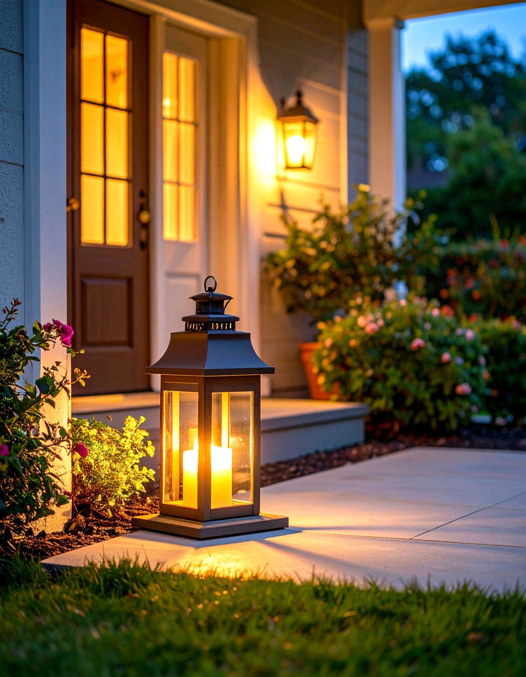 Lanterns with Candles - 20 Summer Front Door Decor Ideas