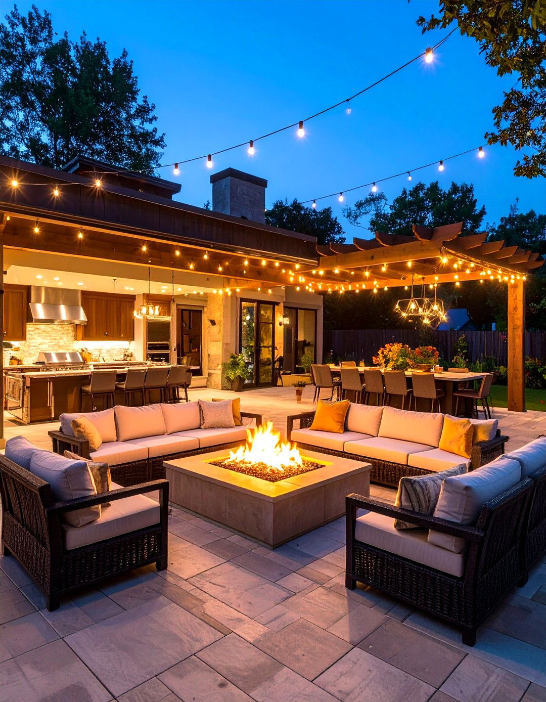 Large Backyard Outdoor Entertainment Complex - 20 Large Backyard Landscaping Ideas