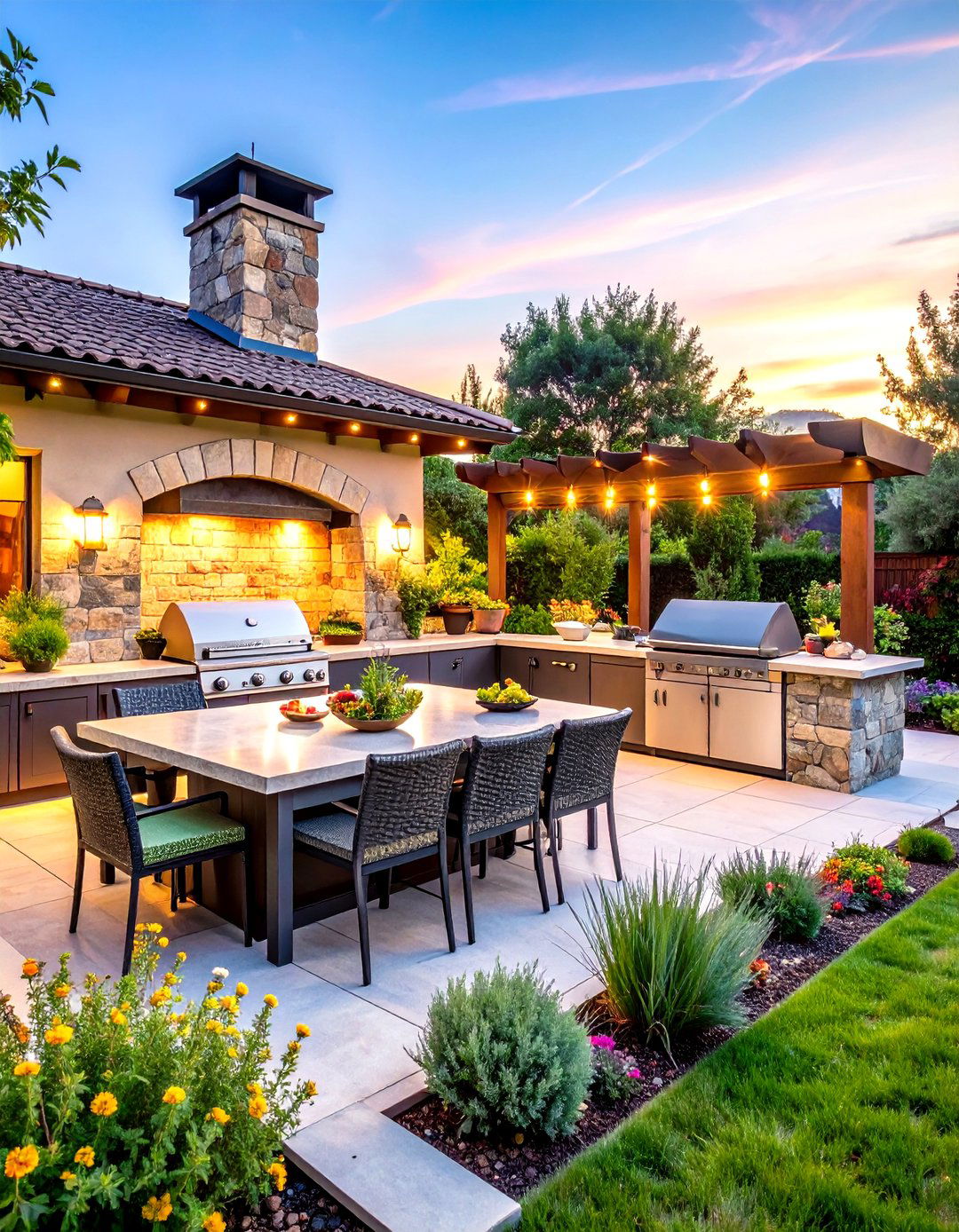 Large Backyard Outdoor Kitchen Culinary Center - 20 Large Backyard Landscaping Ideas