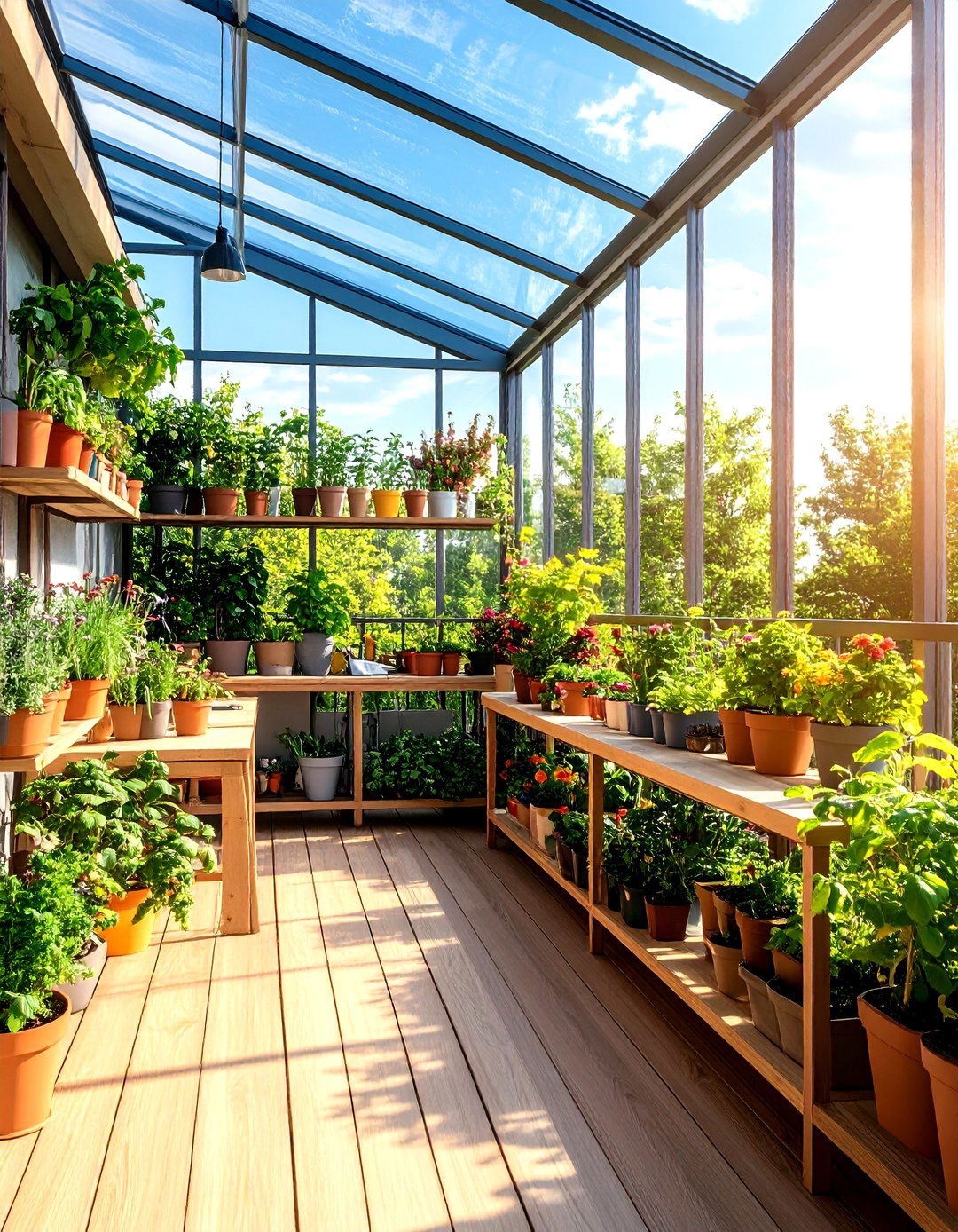 Large Balcony Greenhouse and Potting Station - 20 Large Balcony Ideas