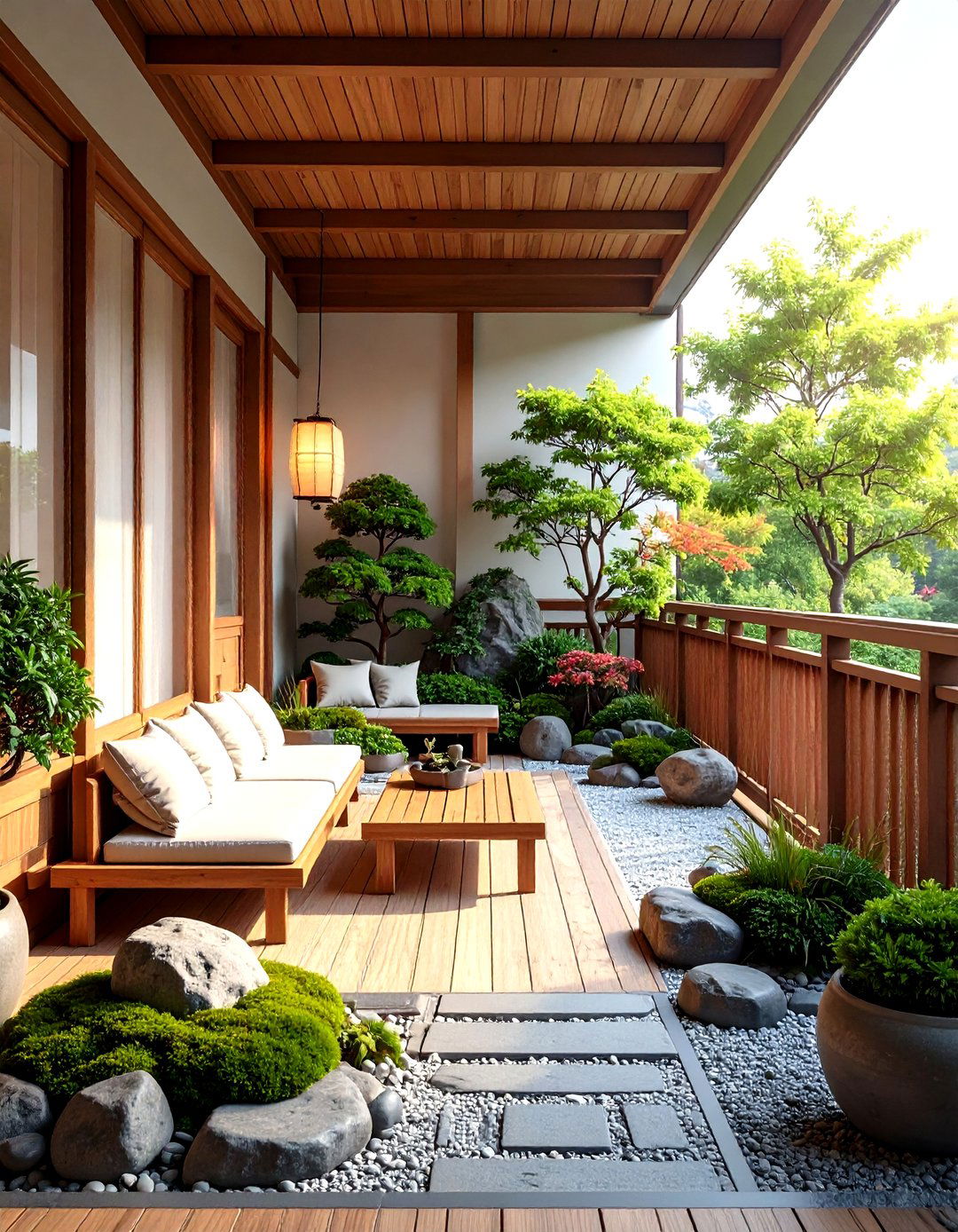 Large Balcony Japanese Zen Garden Concept - 20 Large Balcony Ideas