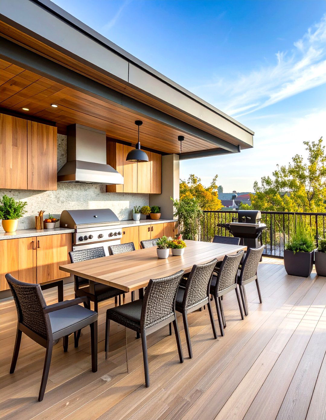 Large Balcony Outdoor Kitchen and Dining Complex - 20 Large Balcony Ideas