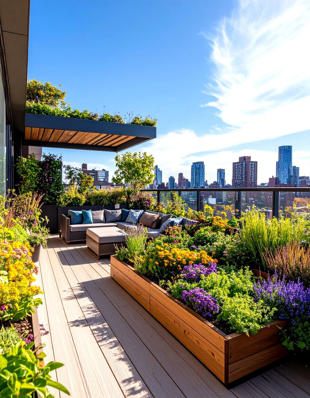Large Balcony Urban Rooftop Garden Theme - 20 Large Balcony Ideas
