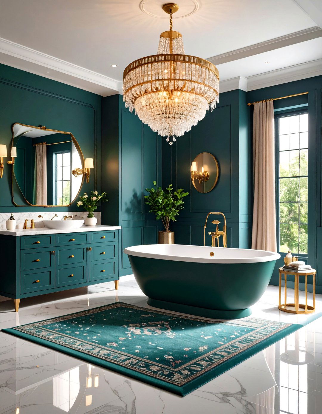 Large Bathroom Bold Color Drenched Statement - 20 Large Bathroom Ideas