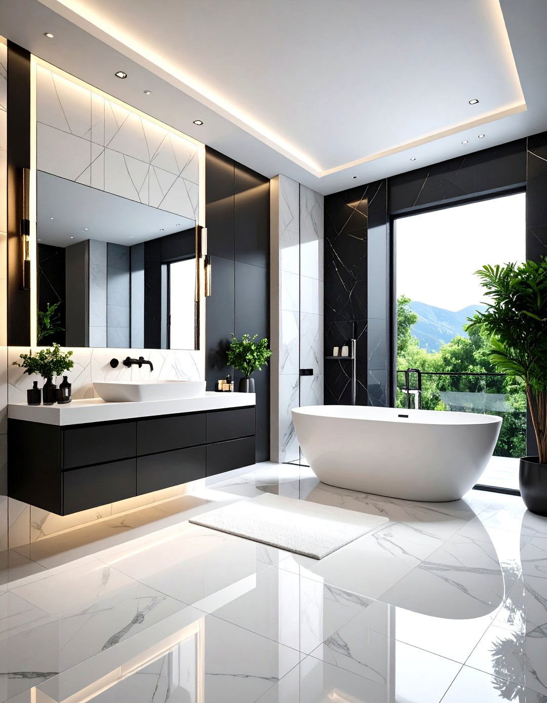 Large Bathroom Contemporary Geometric Statement - 20 Large Bathroom Ideas