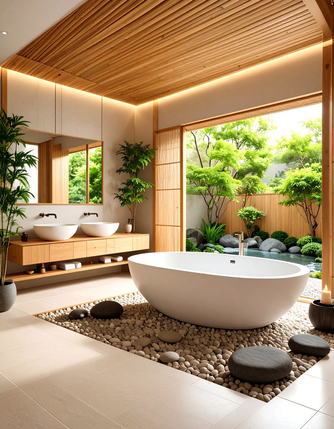 Large Bathroom Japanese Inspired Zen Oasis - 20 Large Bathroom Ideas