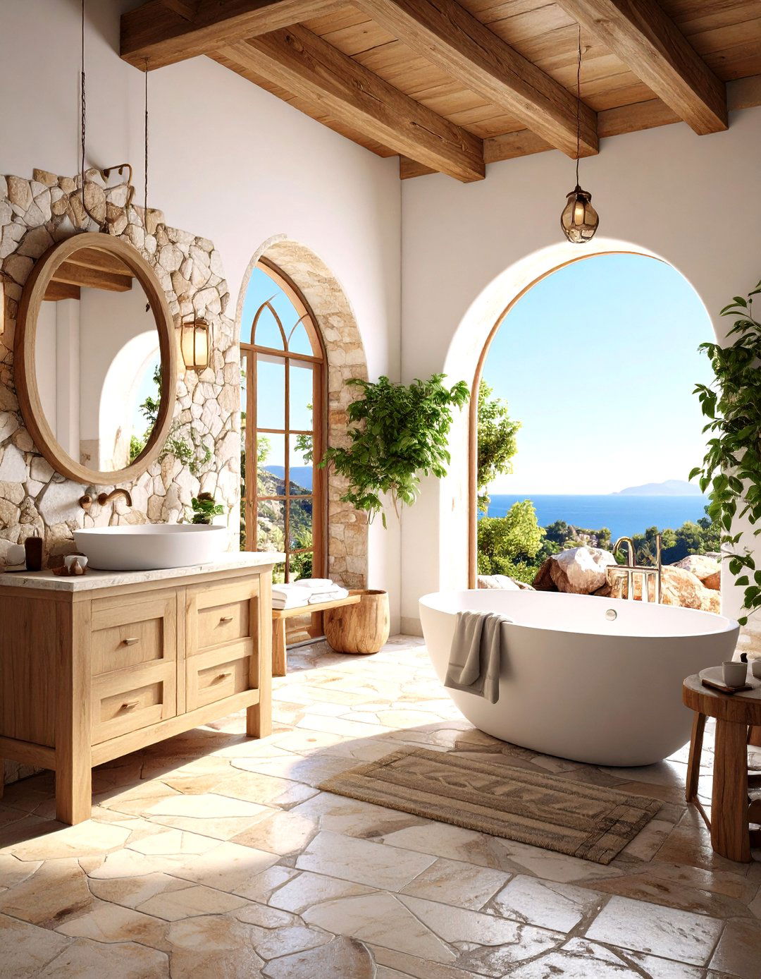 Large Bathroom Mediterranean Coastal Retreat - 20 Large Bathroom Ideas