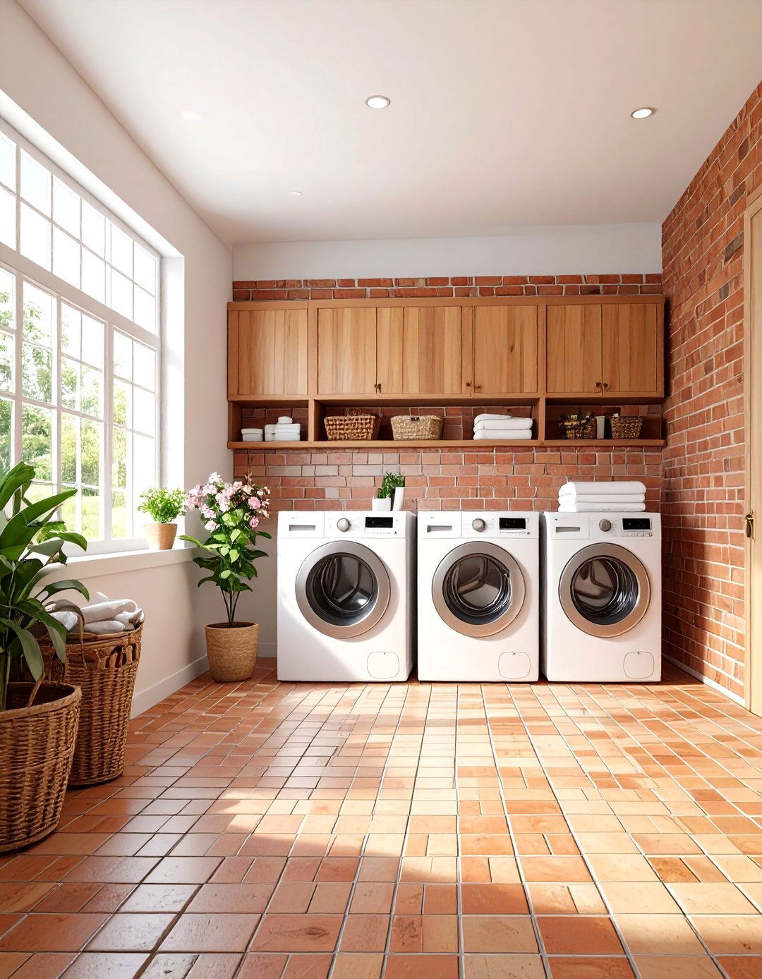 Large Brick Floor Laundry Room Design Opportunities - 20 Brick Floor Laundry Room Ideas