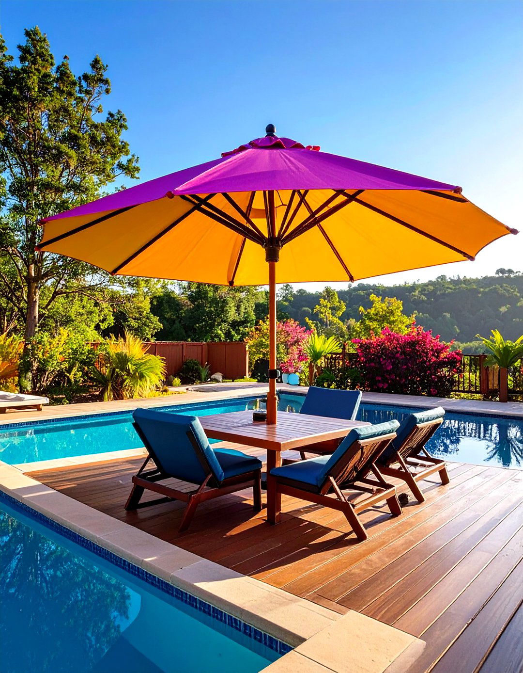 Large Cantilever and In Pool Umbrellas - 20 Pool Privacy Ideas