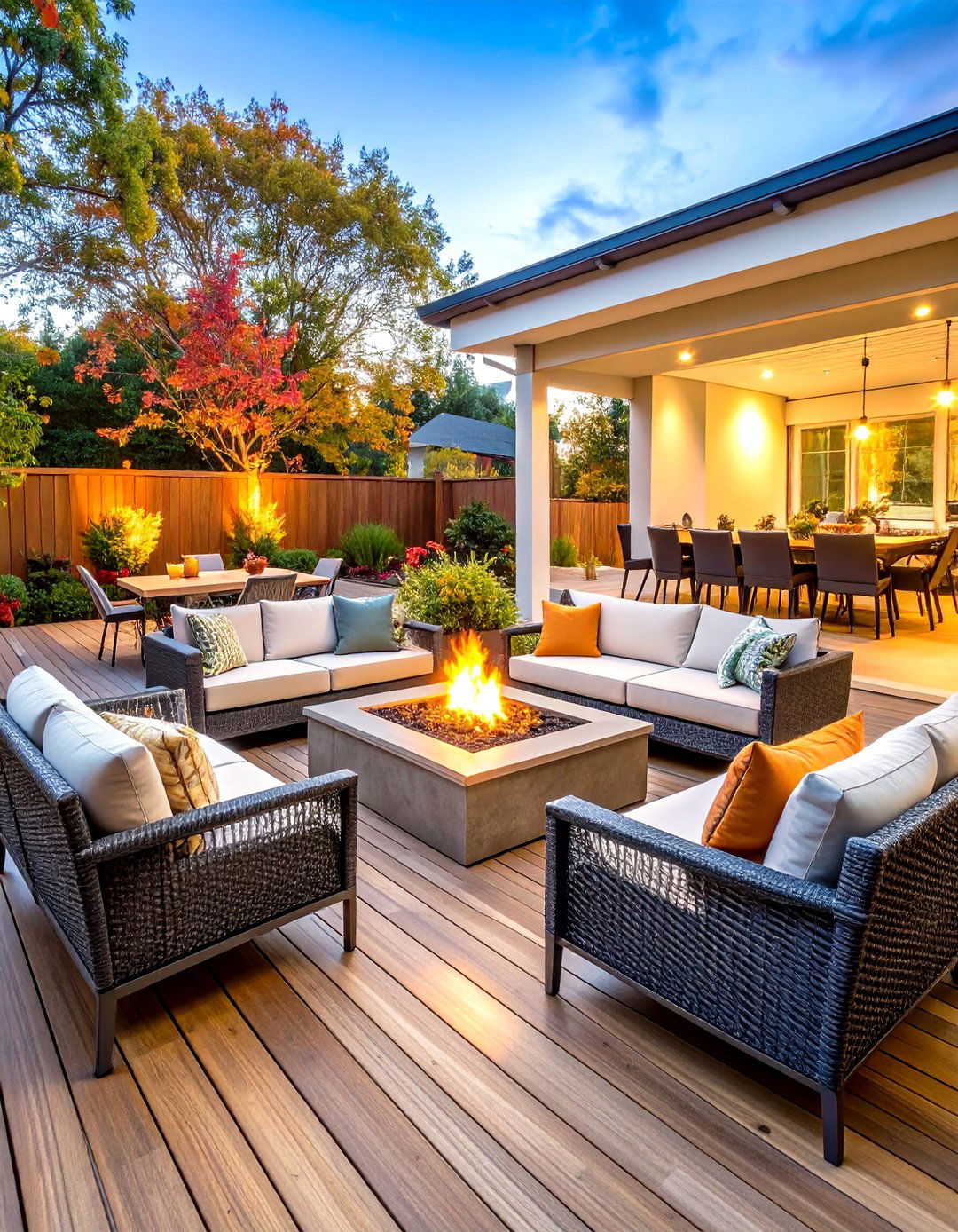 Large Deck Fire Feature Centerpiece - 20 Large Deck Ideas