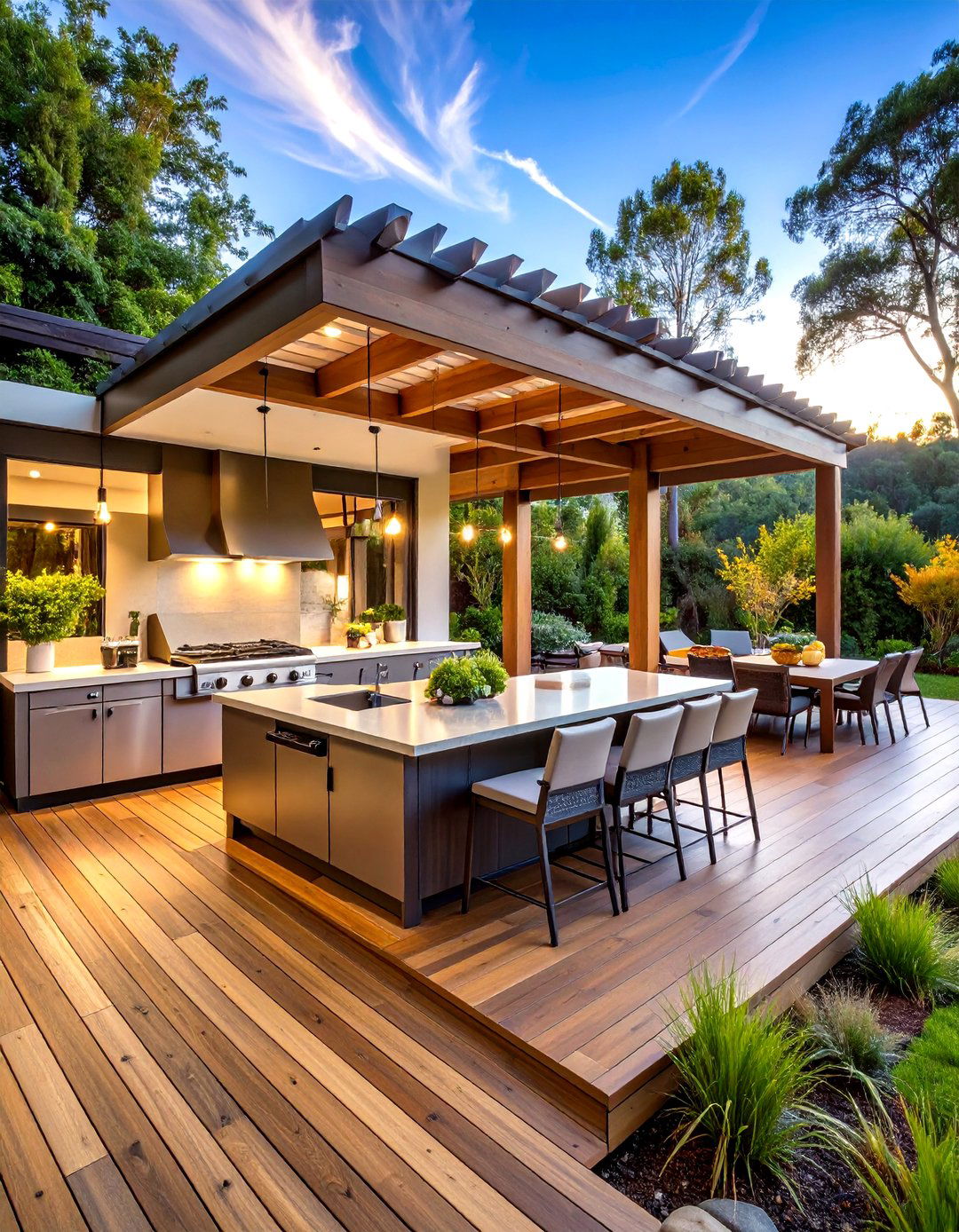Large Deck Outdoor Kitchen Paradise - 20 Large Deck Ideas