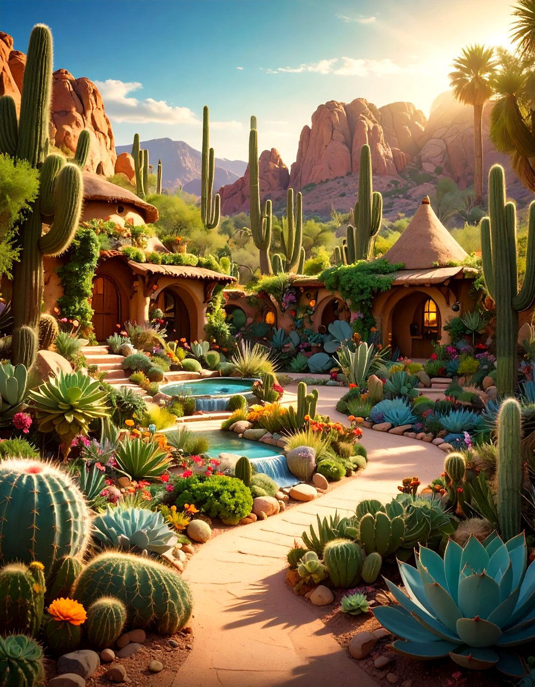 Large Fairy Garden Desert Oasis Sanctuary - 20 Large Fairy Garden Ideas