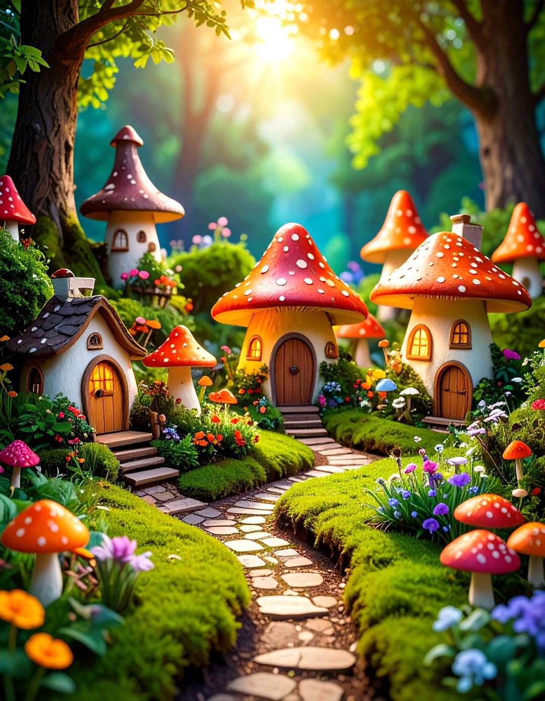 Large Fairy Garden Mushroom Village Fantasy - 20 Large Fairy Garden Ideas
