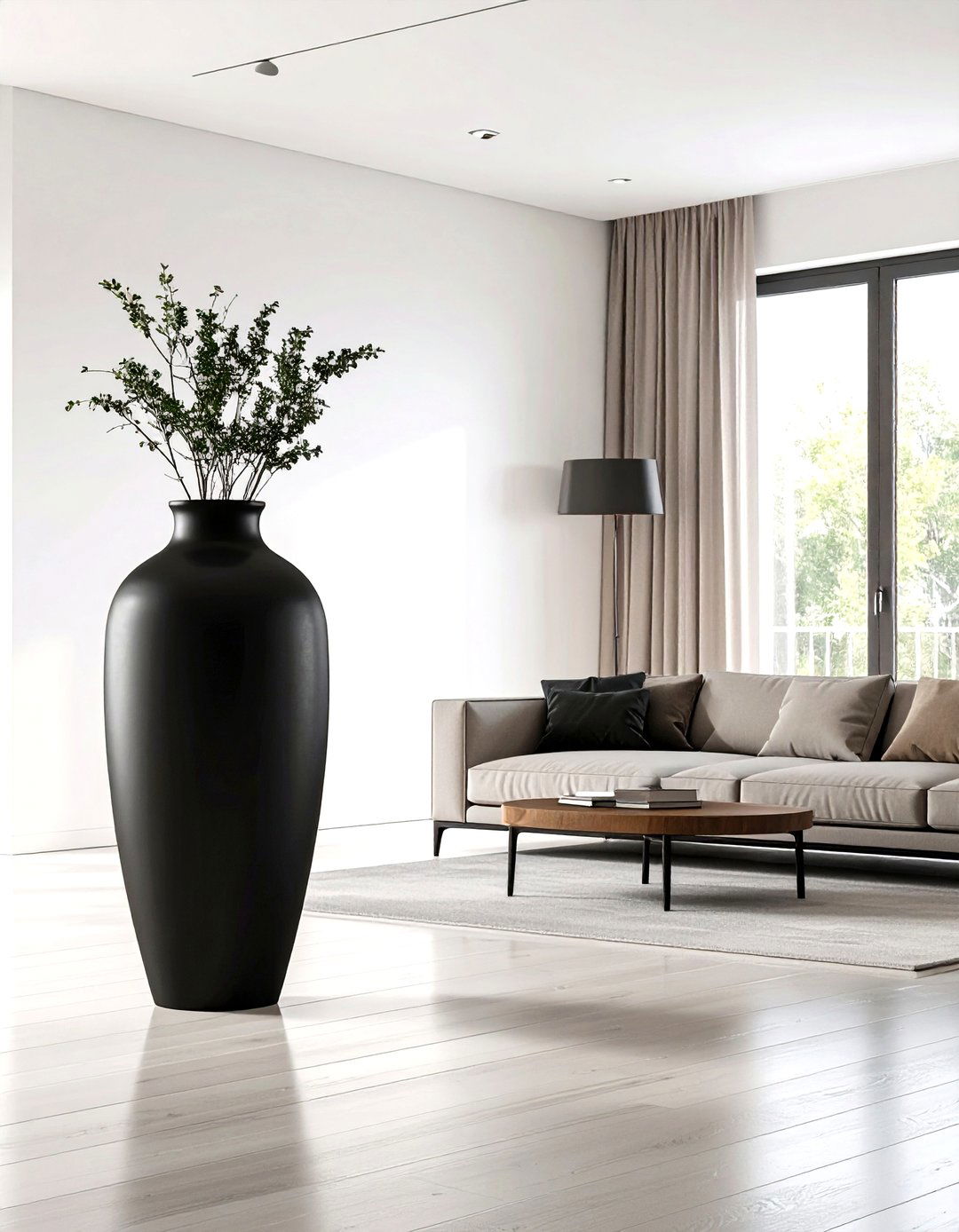 Large Floor Vase Dramatic Black Accent - 20 Large Floor Vase Decoration Ideas