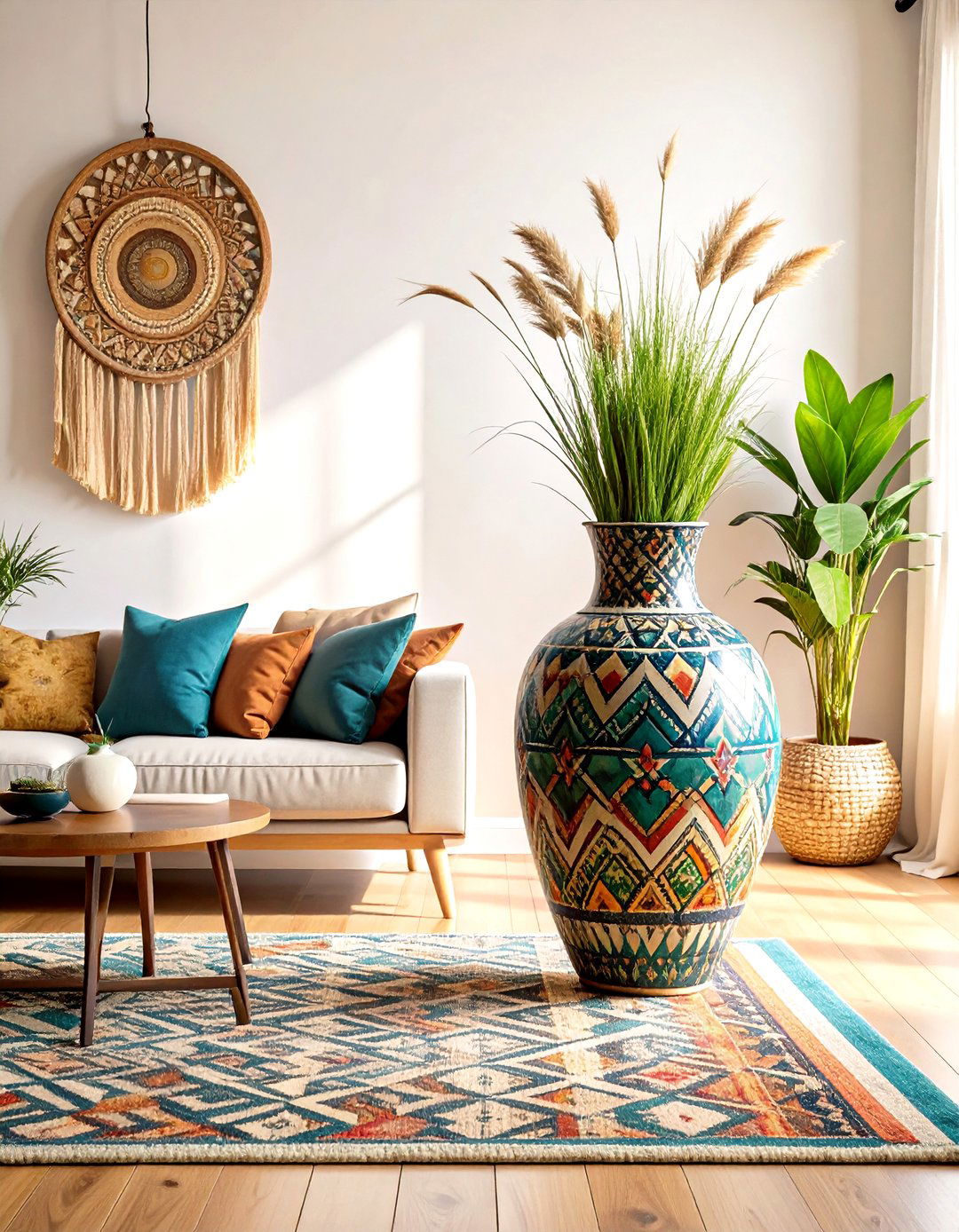Large Floor Vase Eclectic Pattern Mixing - 20 Large Floor Vase Decoration Ideas