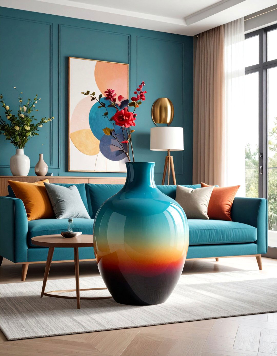 Large Floor Vase Gradient Color Transition - 20 Large Floor Vase Decoration Ideas