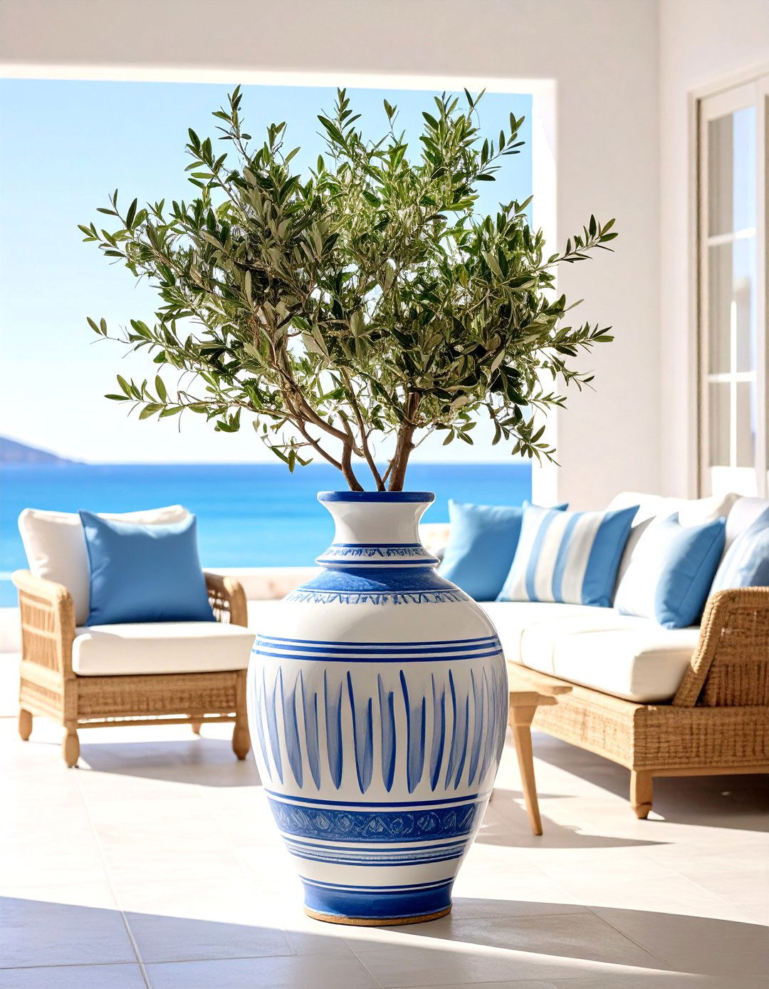 Large Floor Vase Mediterranean Coastal Elegance - 20 Large Floor Vase Decoration Ideas