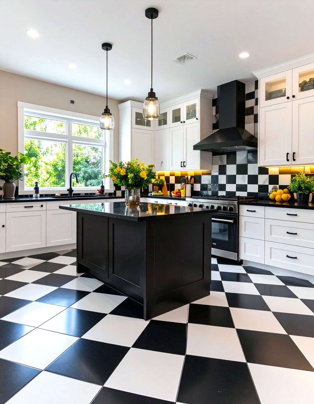 Large Format Checkered Floors Modern Kitchen - 20 Kitchens With Checkered Floors