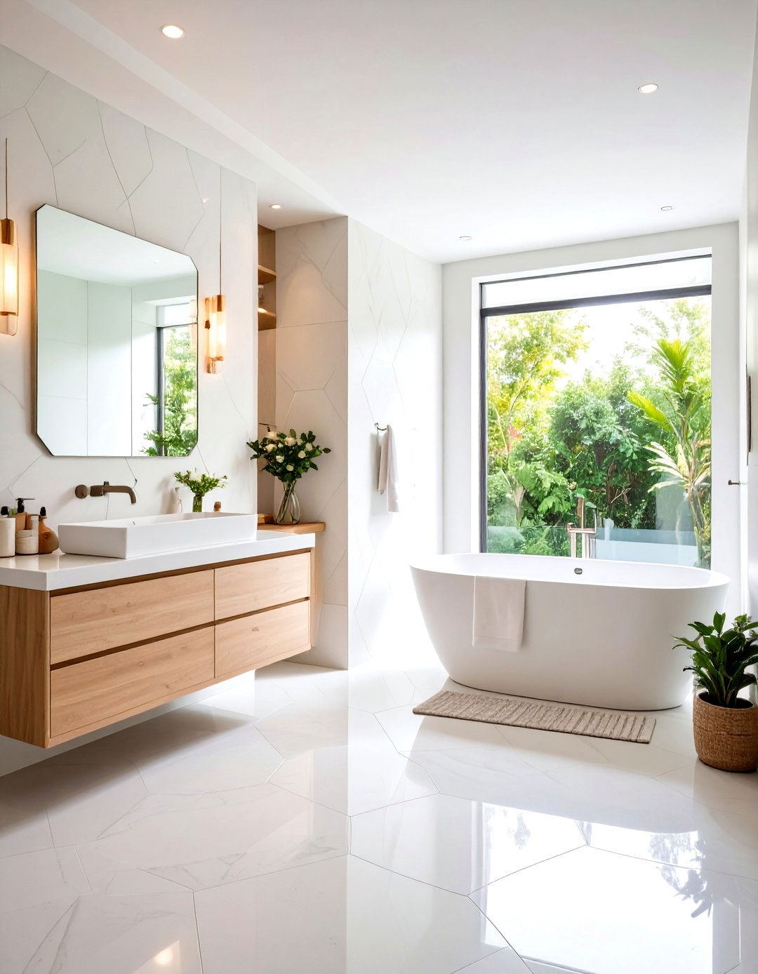 Large Format Hexagon Tiles for Modern Minimalism - 20 Hexagon Tiles Ideas for Bathrooms