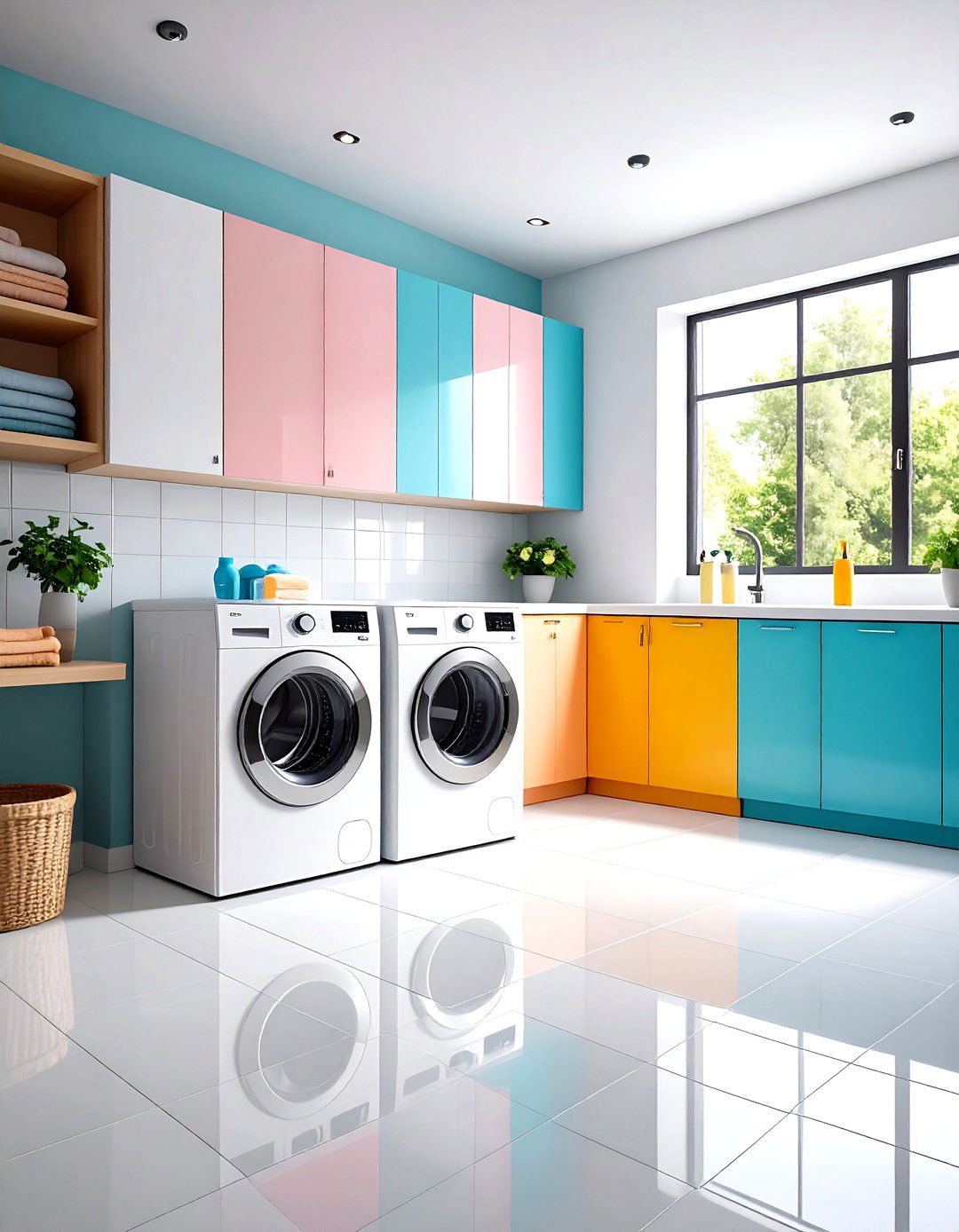 Large Format Laundry Room Tile Minimalist Design - 20 Laundry Room Tile Ideas