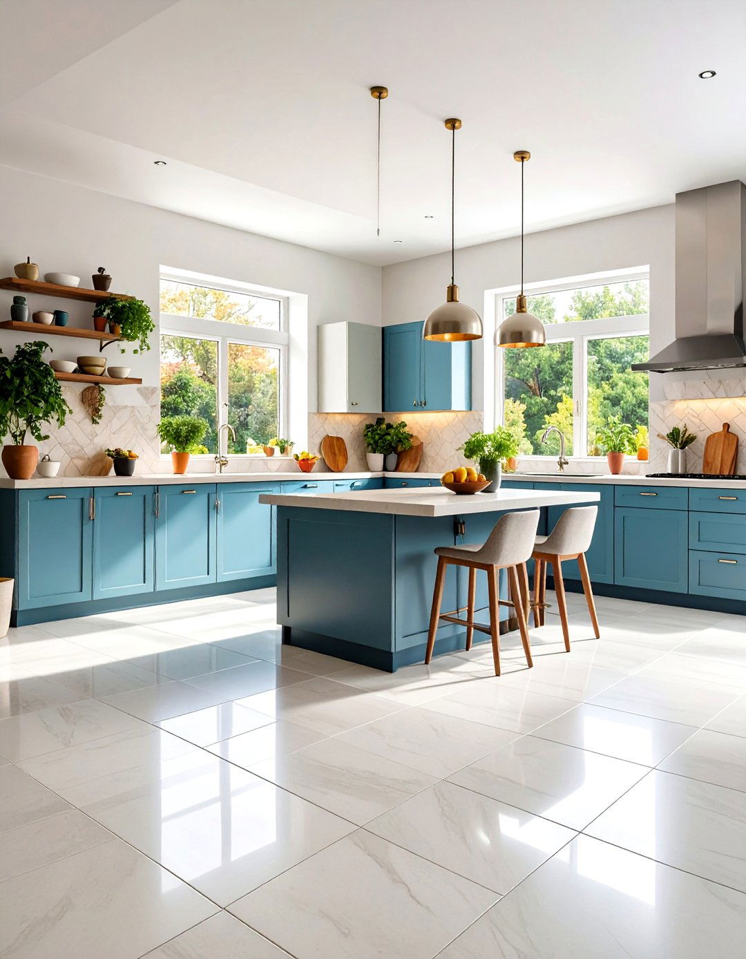 Large Format Porcelain Kitchen Flooring - 20 Kitchen Flooring Ideas