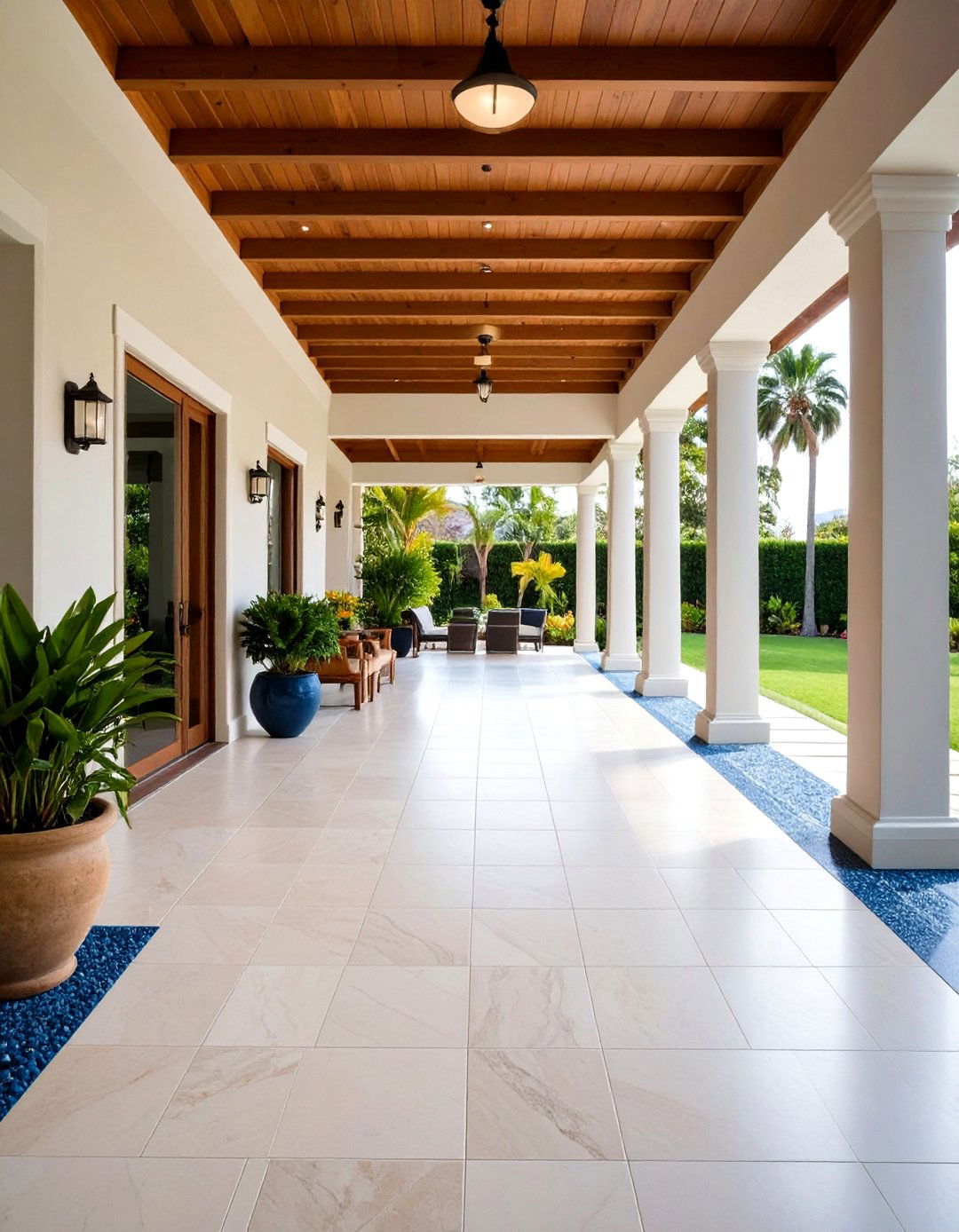 Large Format Porcelain Slab Front Porch Tile Seamlessness - 20 Front Porch Tile Ideas