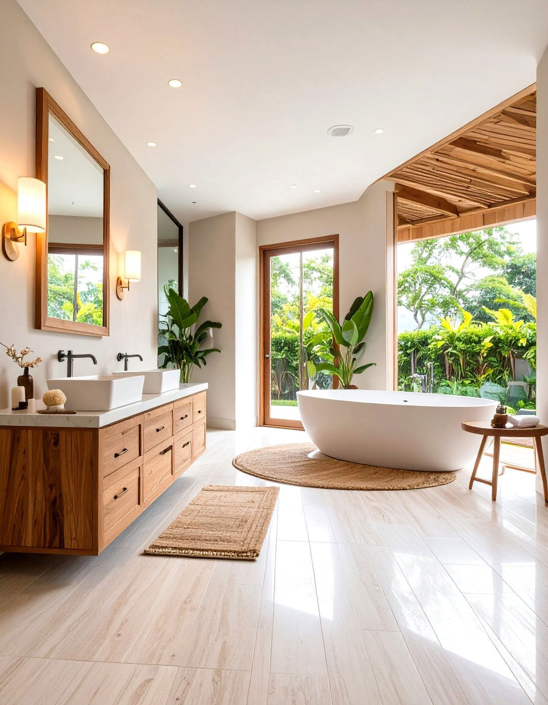 Large Format Stone Look Powder Room Floor Tile - 20 Powder Room Floor Tile Ideas