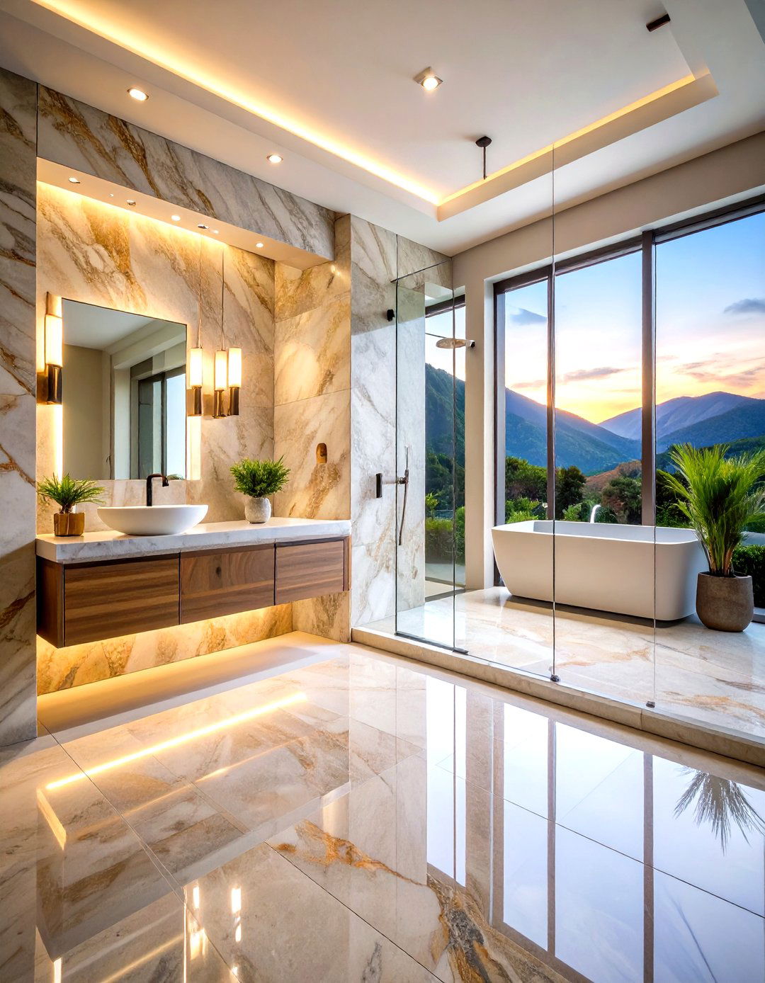 Large Format Stone Slabs - 20 Stone Shower Design Ideas