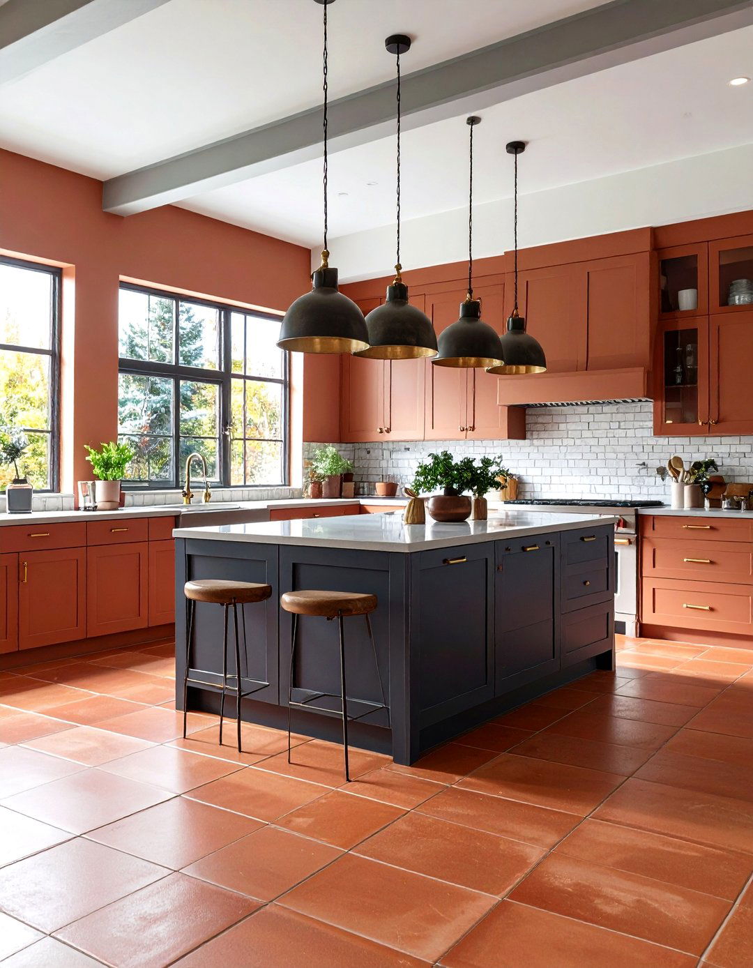 Large Format Terracotta for a Spacious Feel - 20 Terracotta Kitchen Floor Ideas