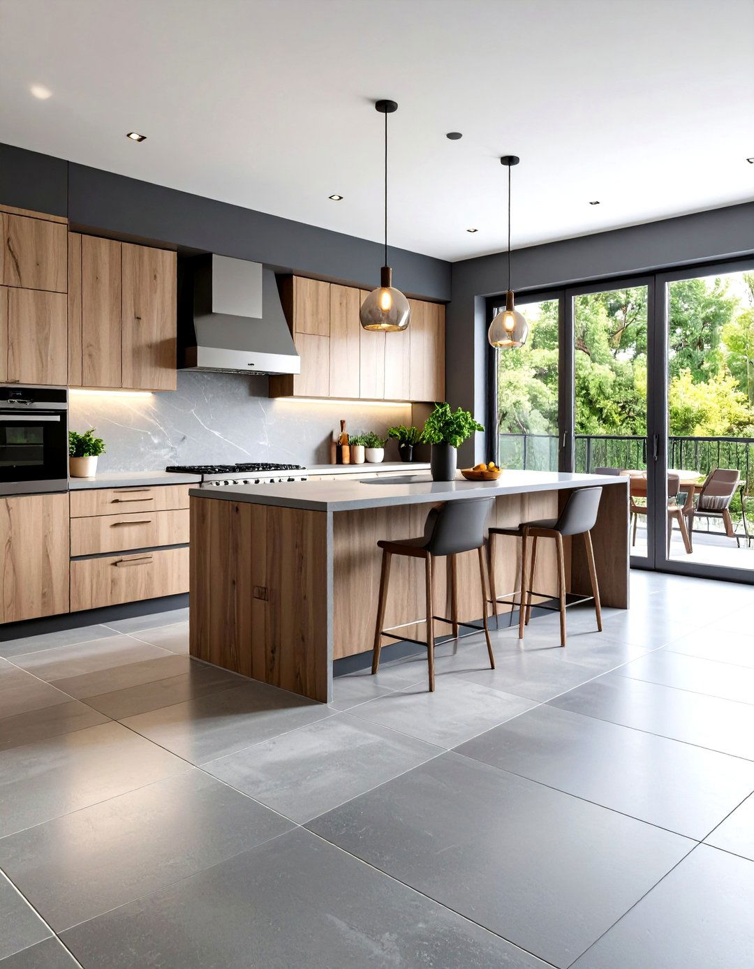 Large Format Tile Kitchens With Grey Floors - 20 Kitchens With Grey Floors