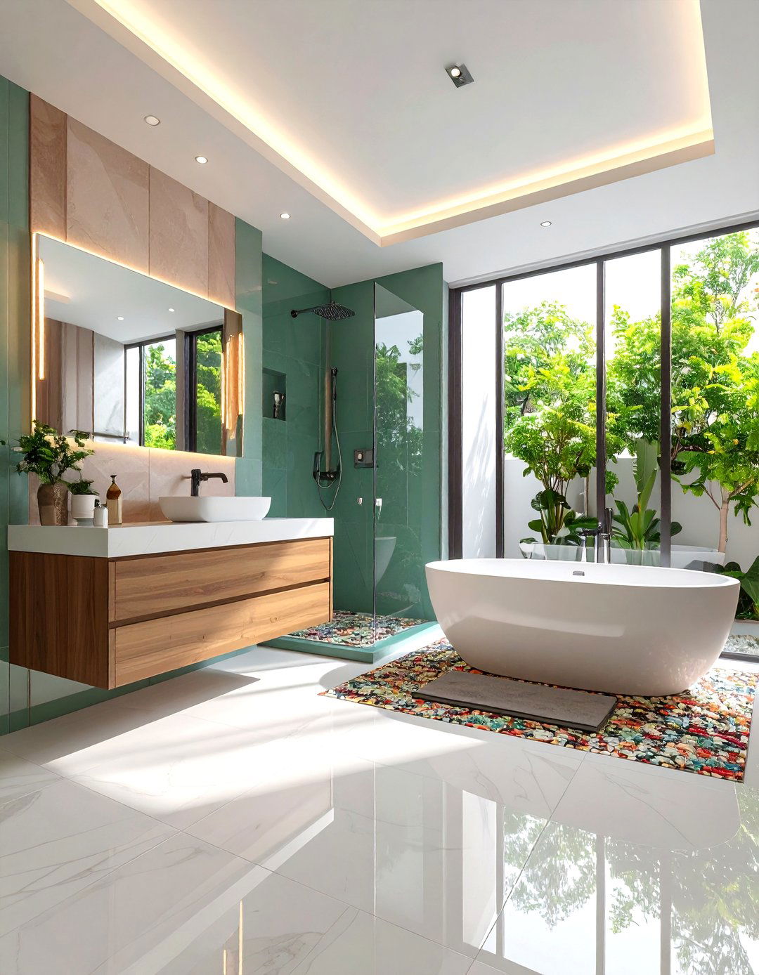 Large Format Tiles Create Seamless Ensuite Bathroom Surfaces - 20 Ensuite Bathroom Ideas