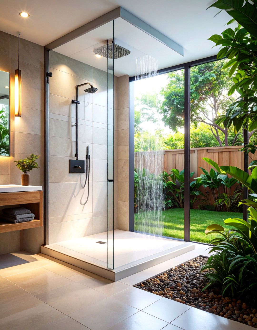 Large Format Tiles for Fewer Grout Lines - 20 Small Bathroom Walk in Shower Ideas
