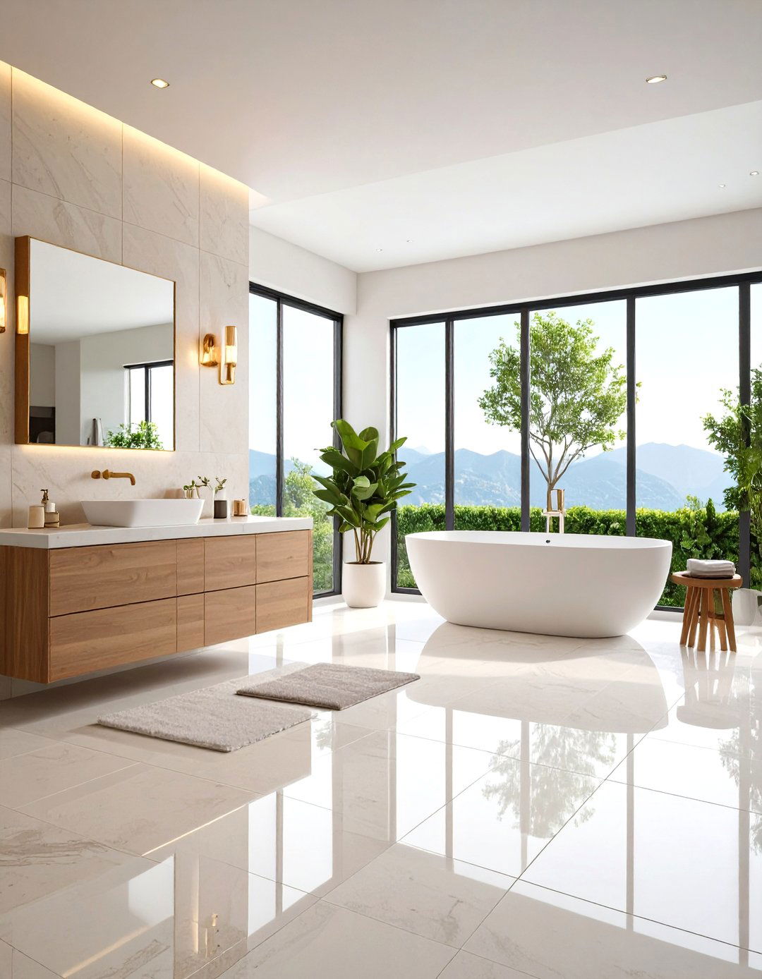 Large Format Tiles - 20 Small Bathroom Flooring Ideas