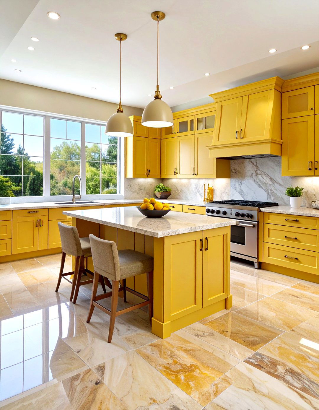 Large Format Travertine Floor Kitchen with Modern Minimalism - 20 Travertine Floor Kitchen Ideas