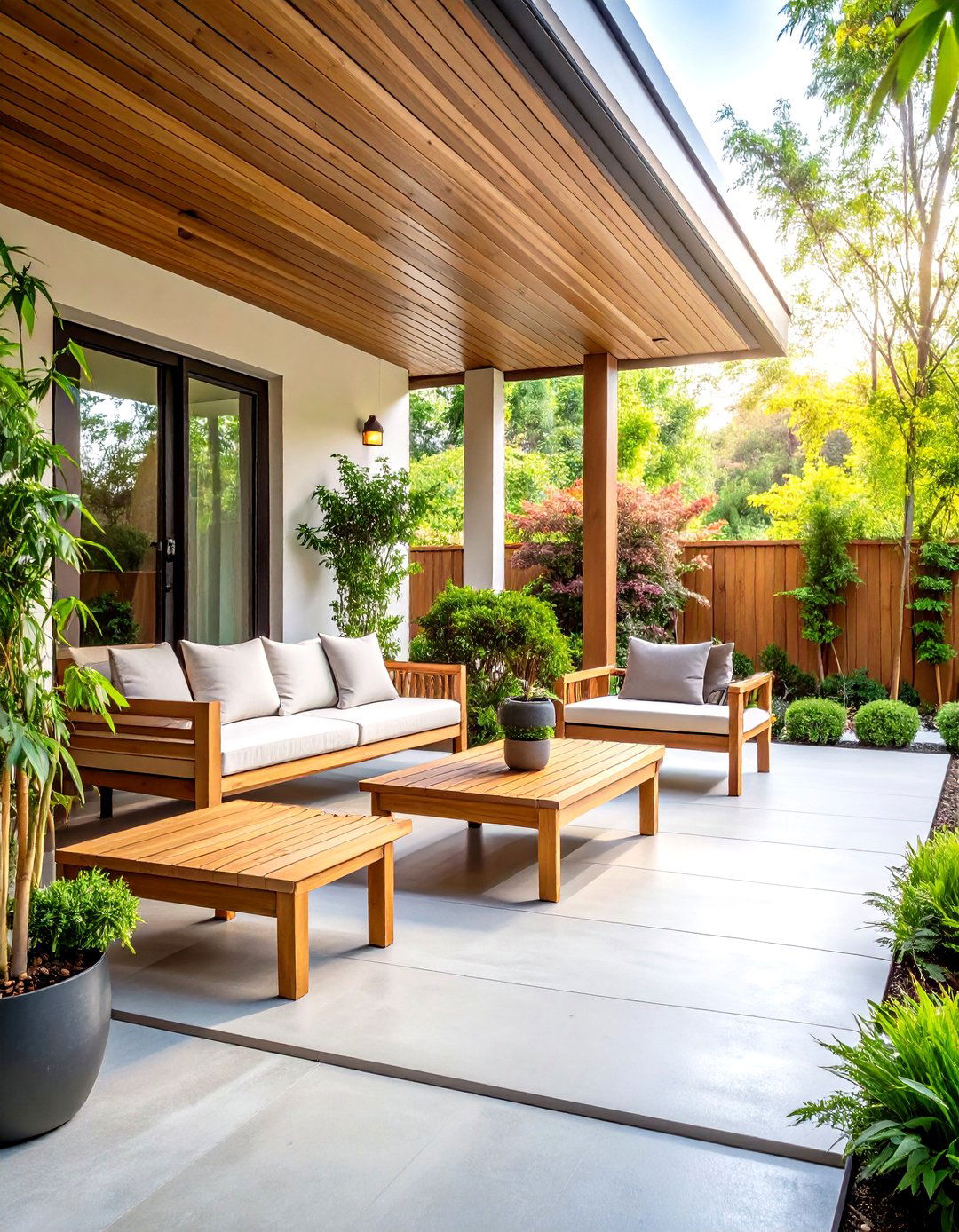 Large Front Porch Minimalist Zen Garden Retreat - 20 Large Front Porch Ideas