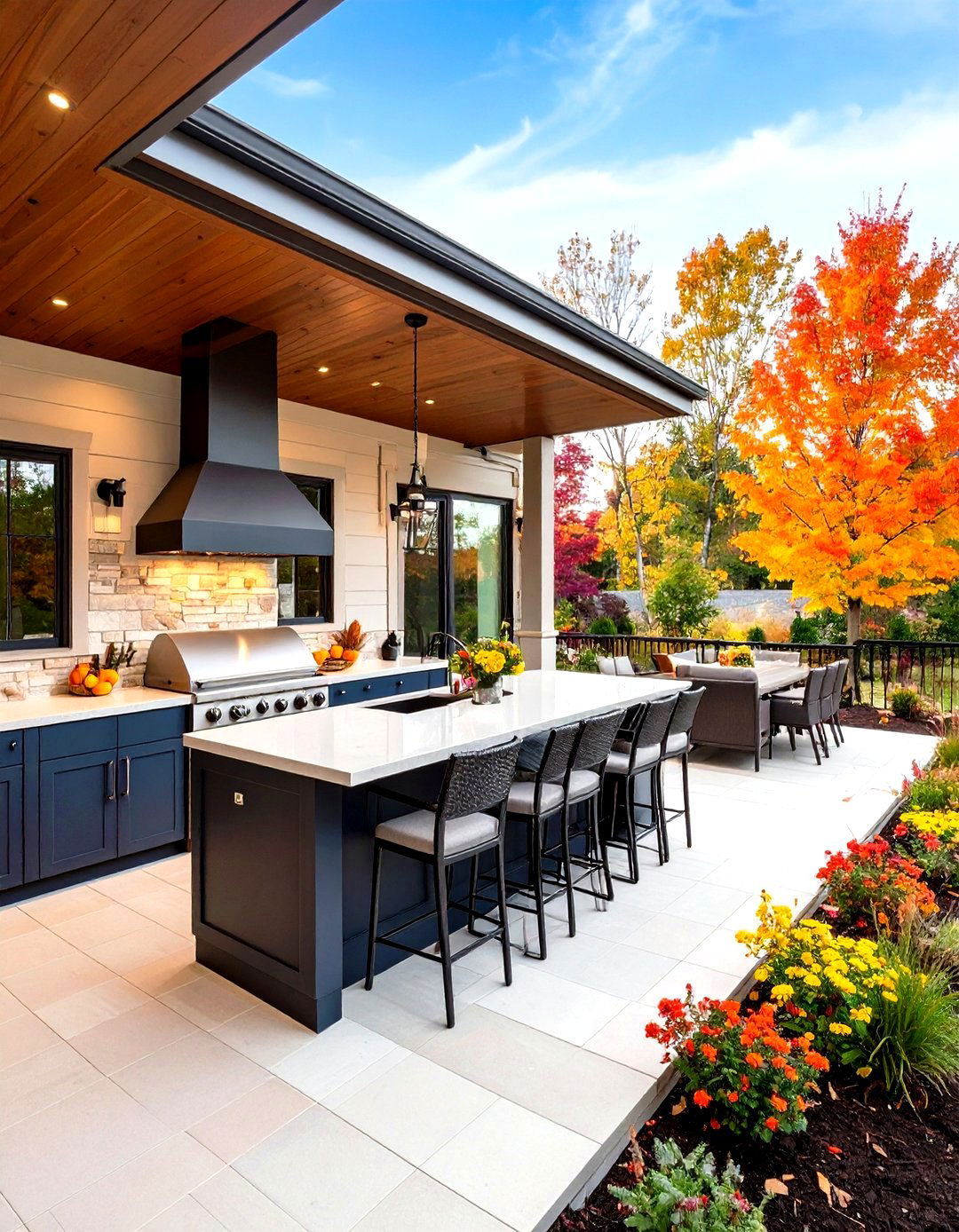 Large Front Porch Outdoor Kitchen Entertaining Hub - 20 Large Front Porch Ideas
