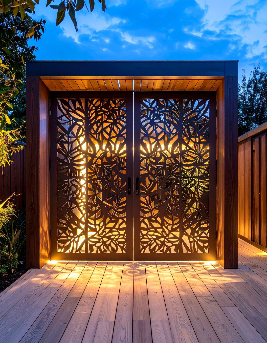 Laser Cut Metal Deck Gate Becomes Art - 20 Deck Gate Ideas