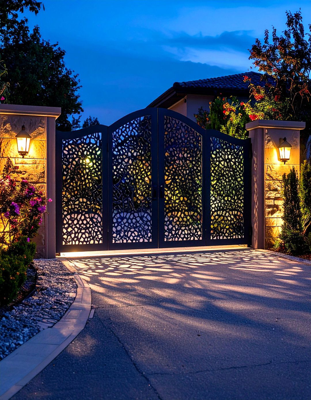 Laser Cut Privacy Steel Driveway Gate - 20 Driveway Gate Ideas