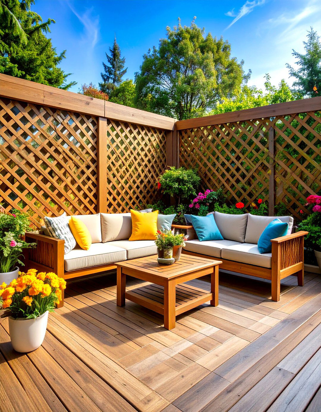 Lattice Fence Garden Room Divider with Seasonal Flexibility - 20 Lattice Fence Ideas