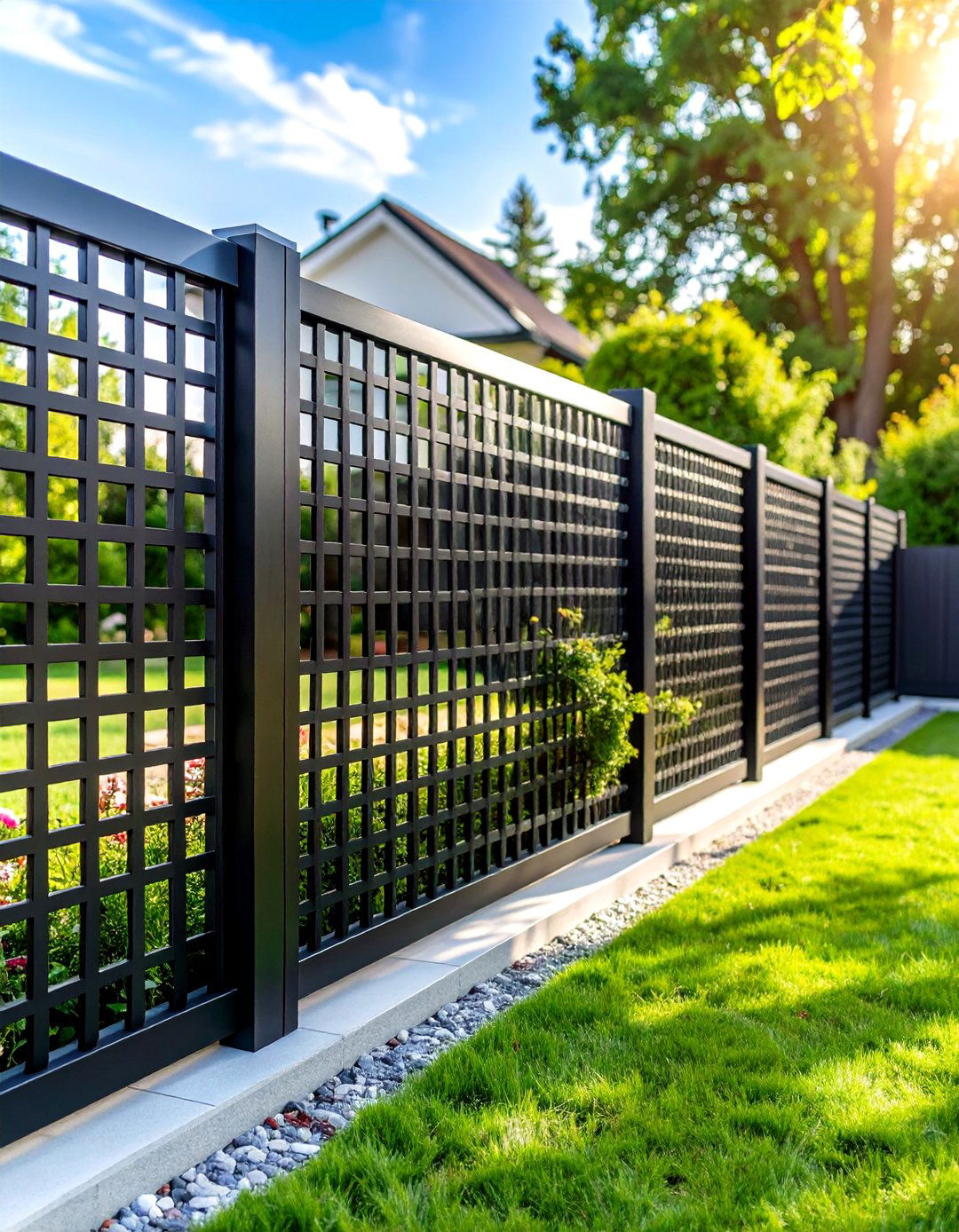 Lattice Fence Privacy Screen with Integrated Planters - 20 Lattice Fence Ideas