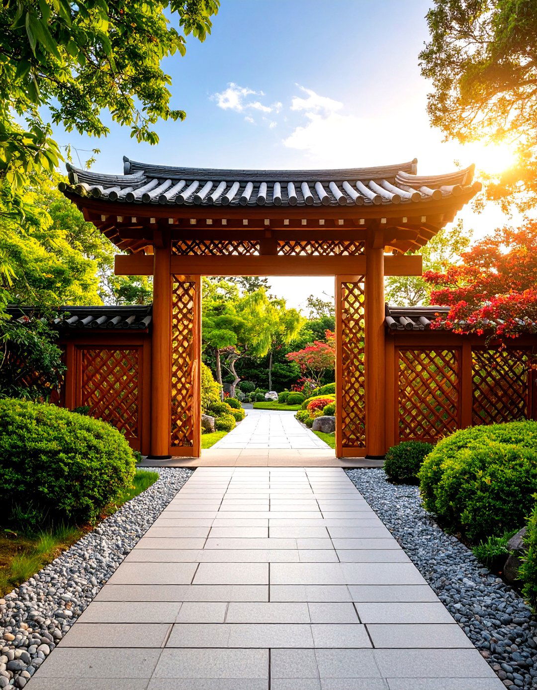 Lattice Pattern Japanese Garden Gate - 20 Japanese Garden Gate Design Ideas