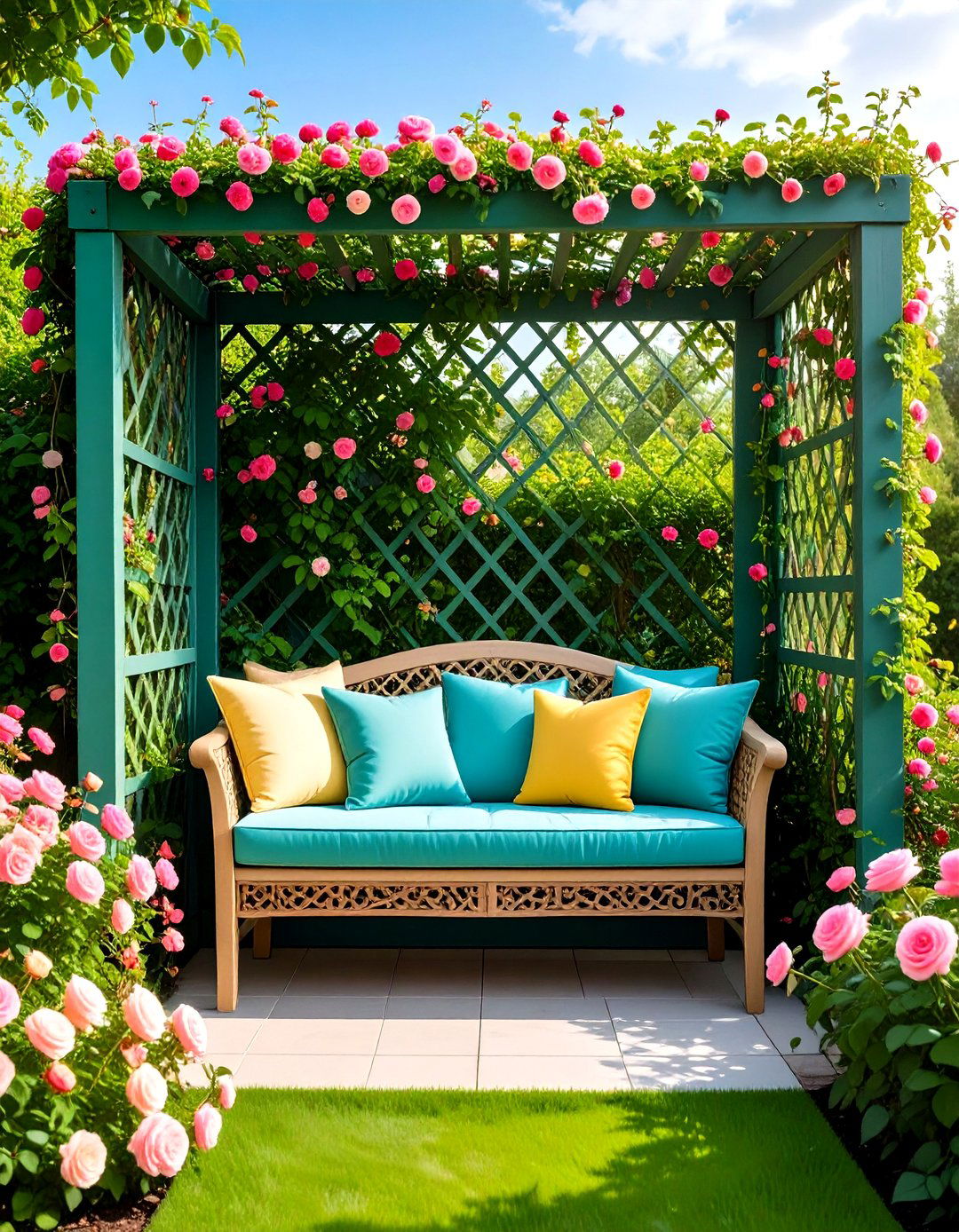 Lattice Screen Privacy Garden Nook - 20 Garden Nook Ideas