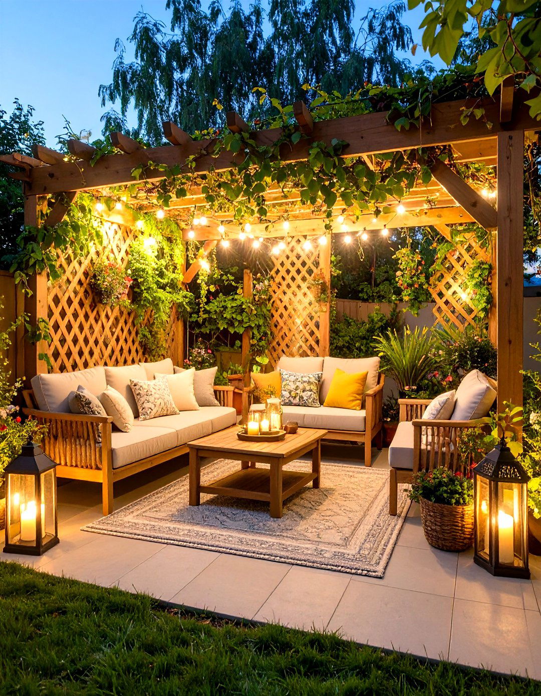Lattice Screen Privacy Patio Hideaway - 20 Privacy Patio Ideas