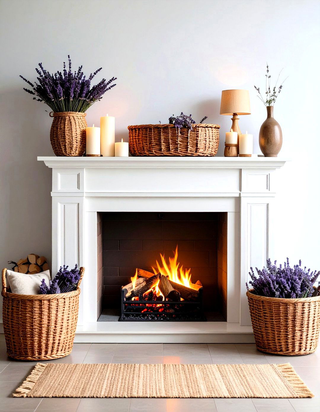 Lavender Bundles and Natural Accents - 20 French Country Fireplace Ideas