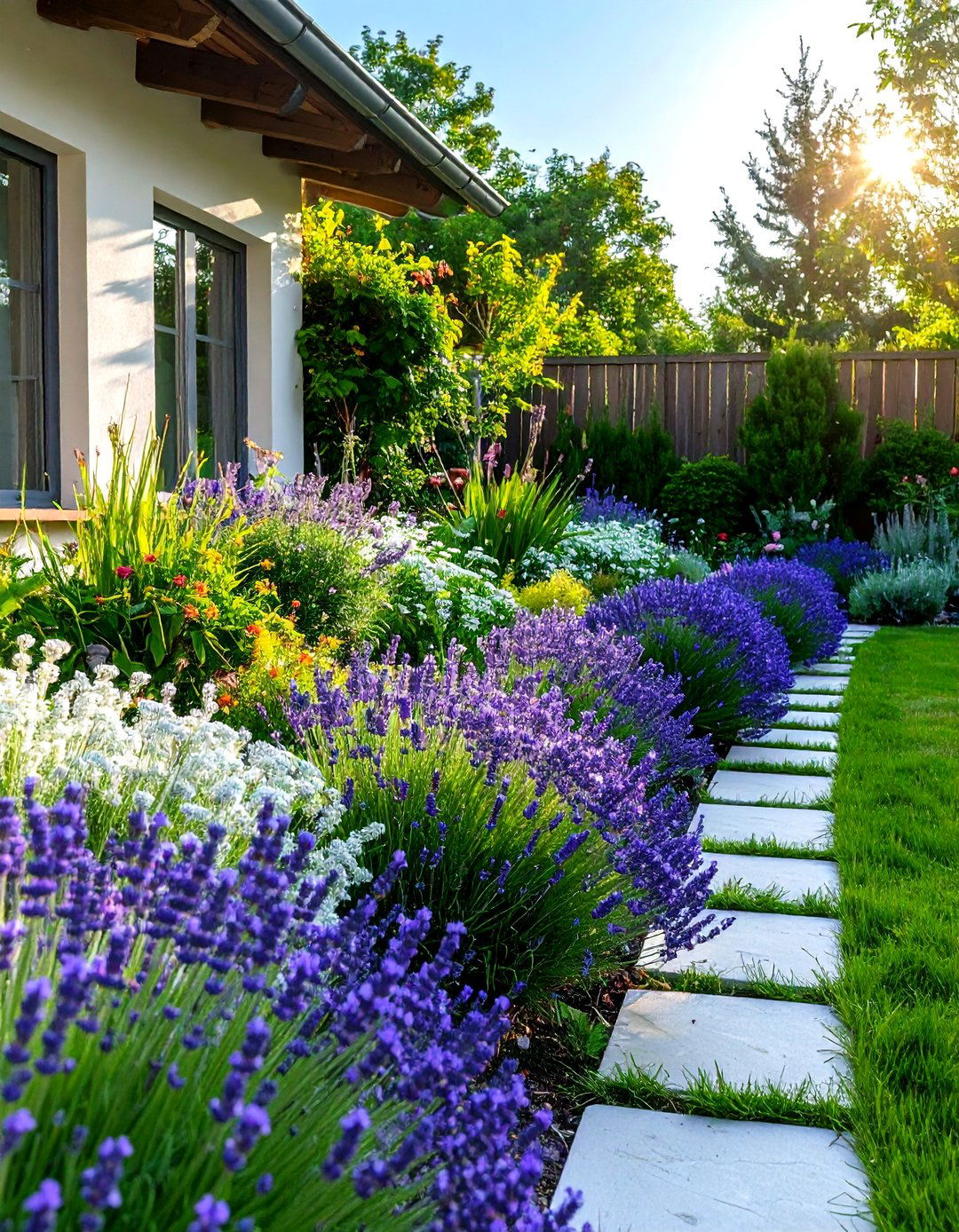 Lavender Garden Border Fragrance Strip - 20 Low Maintenance Garden Border Ideas