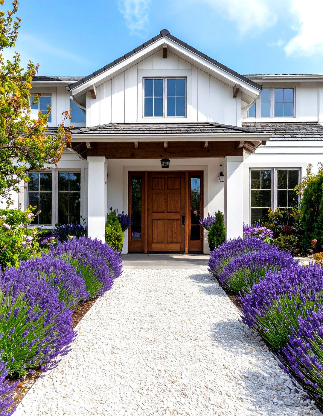 Lavender Lined Driveway Entrance Design - 20 driveway entrance ideas