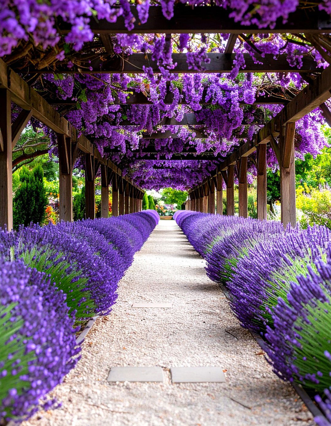Lavender Walkway Through a Fragrant Gravel Garden - 20 Gravel Garden Ideas