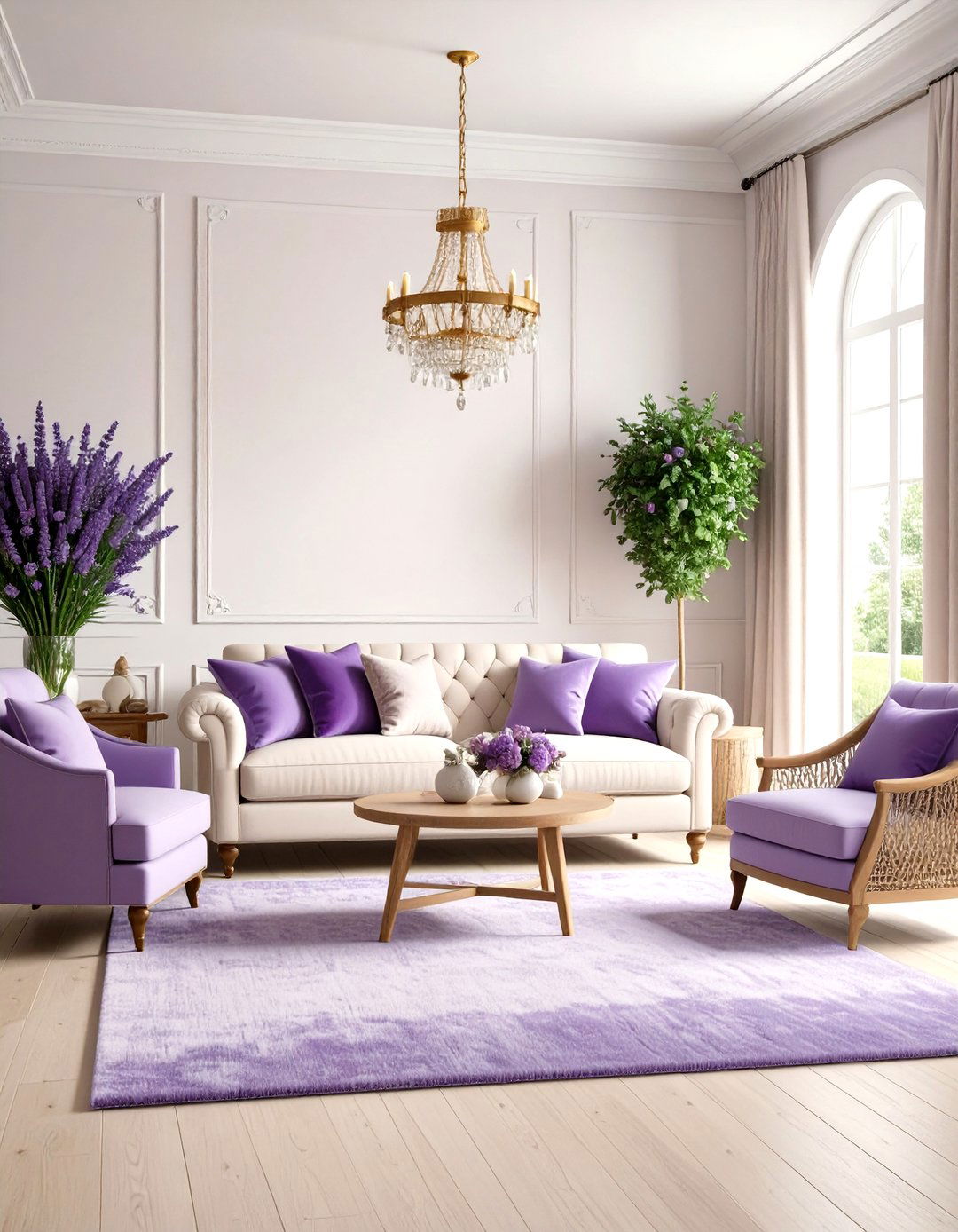 Lavender and Cream - 20 Two Colour Combination for Living Room
